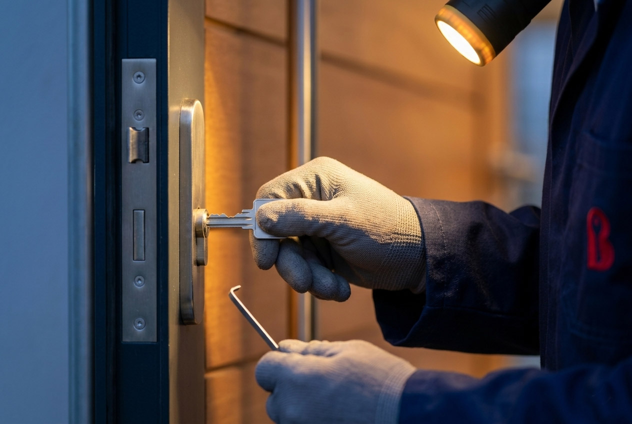 Precision Locksmith technician installing a deadlock on a residential door in Gauteng